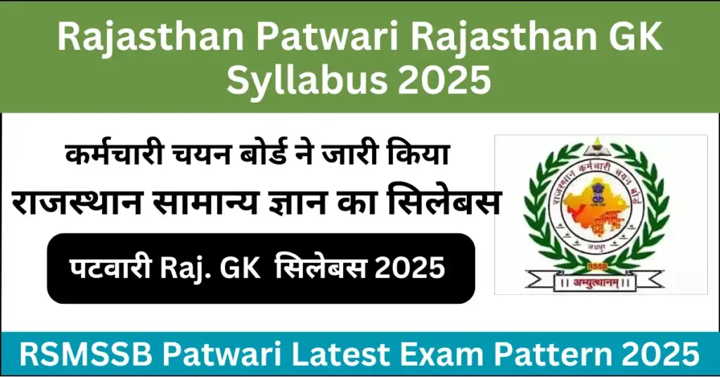 Patwari Rajasthan GK Syllabus